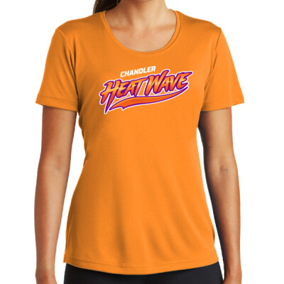 Ladies Drifit Performance Tee - Purple/Orange Logo Thumbnail
