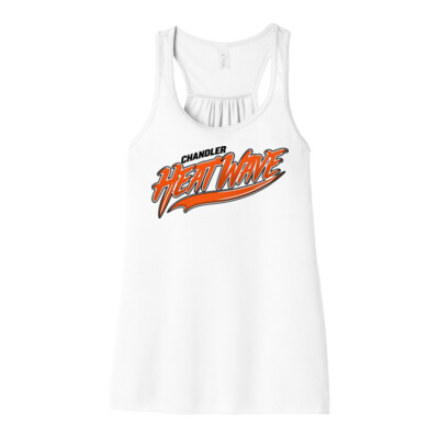 Ladies Bella + Canvas Flowy Racerback Tank - Orange/Black Logo Thumbnail