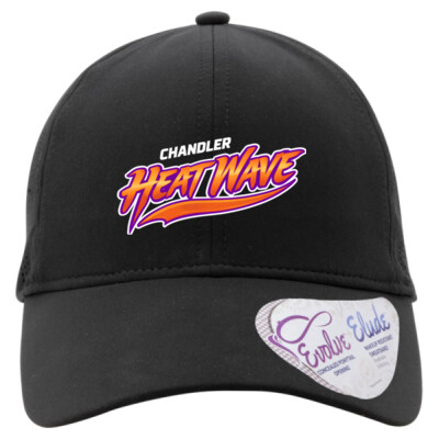 Ladies PRINTED "Gaby" Perforated Performance Cap - Purple/Orange Logo Thumbnail